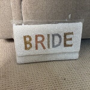 ❣️❣️GIVEAWAY❣️❣️✨Beaded 'BRIDE' White Clutch with Multicolor Lettering✨
